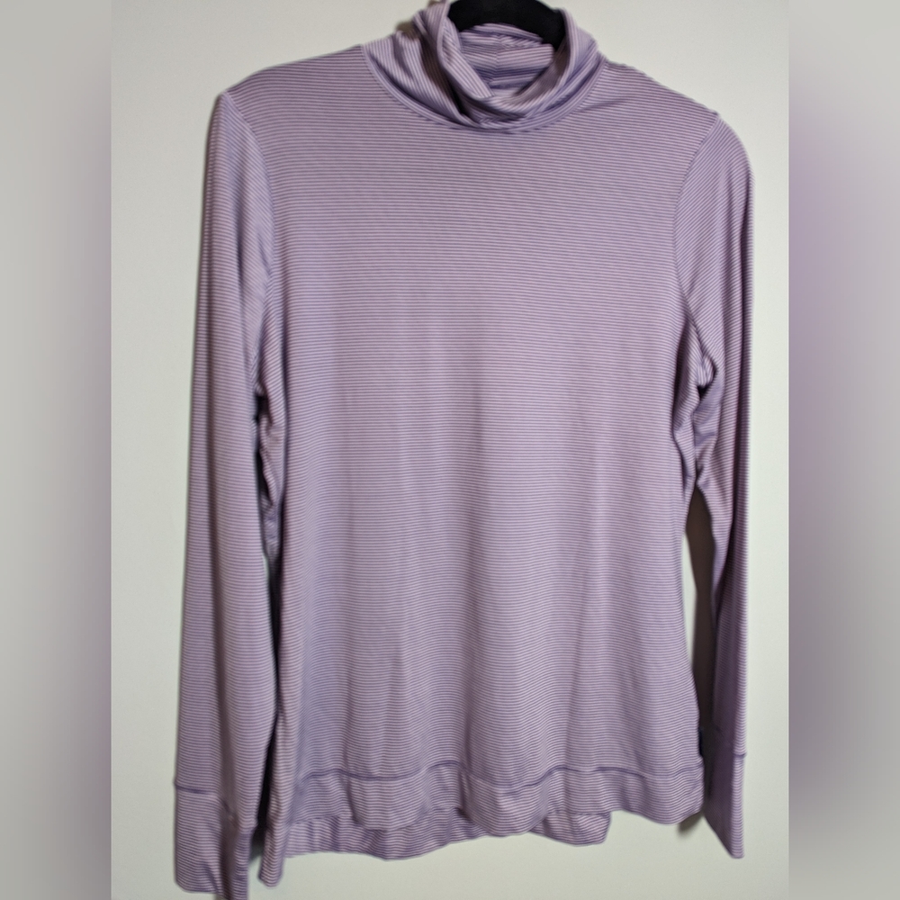 Lands' End long sleeve purple and white stripe turtleneck size medium